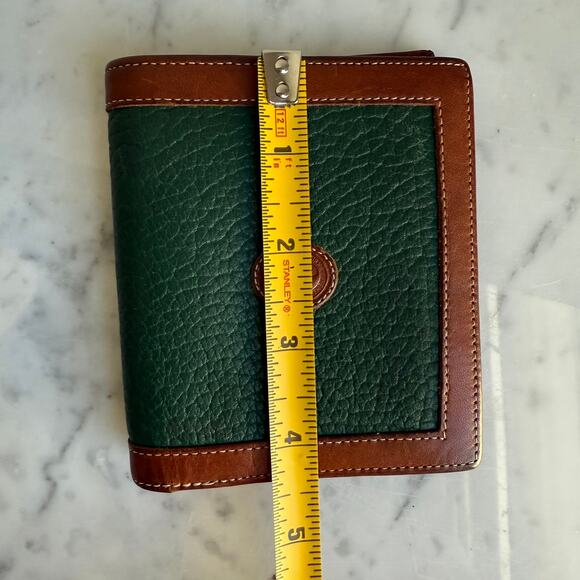 Vintage Dooney & Bourke All Weather Leather Bi-Fold Wallet Green Brown USA Made - Picture 11 of 11
